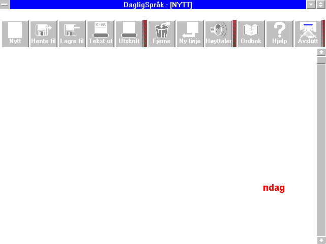 DSW skjermdump (tekstbehandler med tegn)